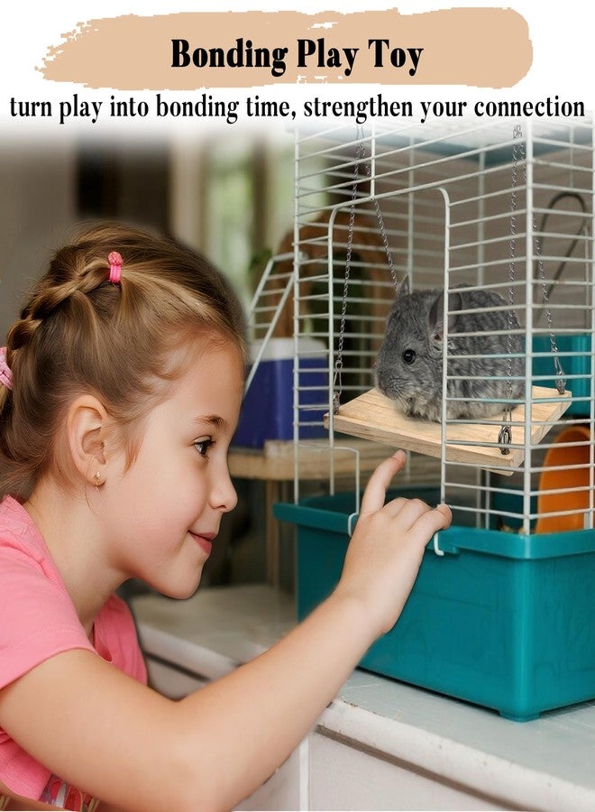Jevnd Chinchilla Swing Toys Hanging Cage Accessories, Enriched Life Kiln Dried Pine Chinchilla Ledges and Safe Jumping Platforms, Interactive Enrichment Puzzle Toy, Chinchillas Exercise Play Toys - Image 4